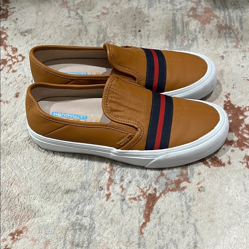 Vans Brown and Black Slip-On Loafers